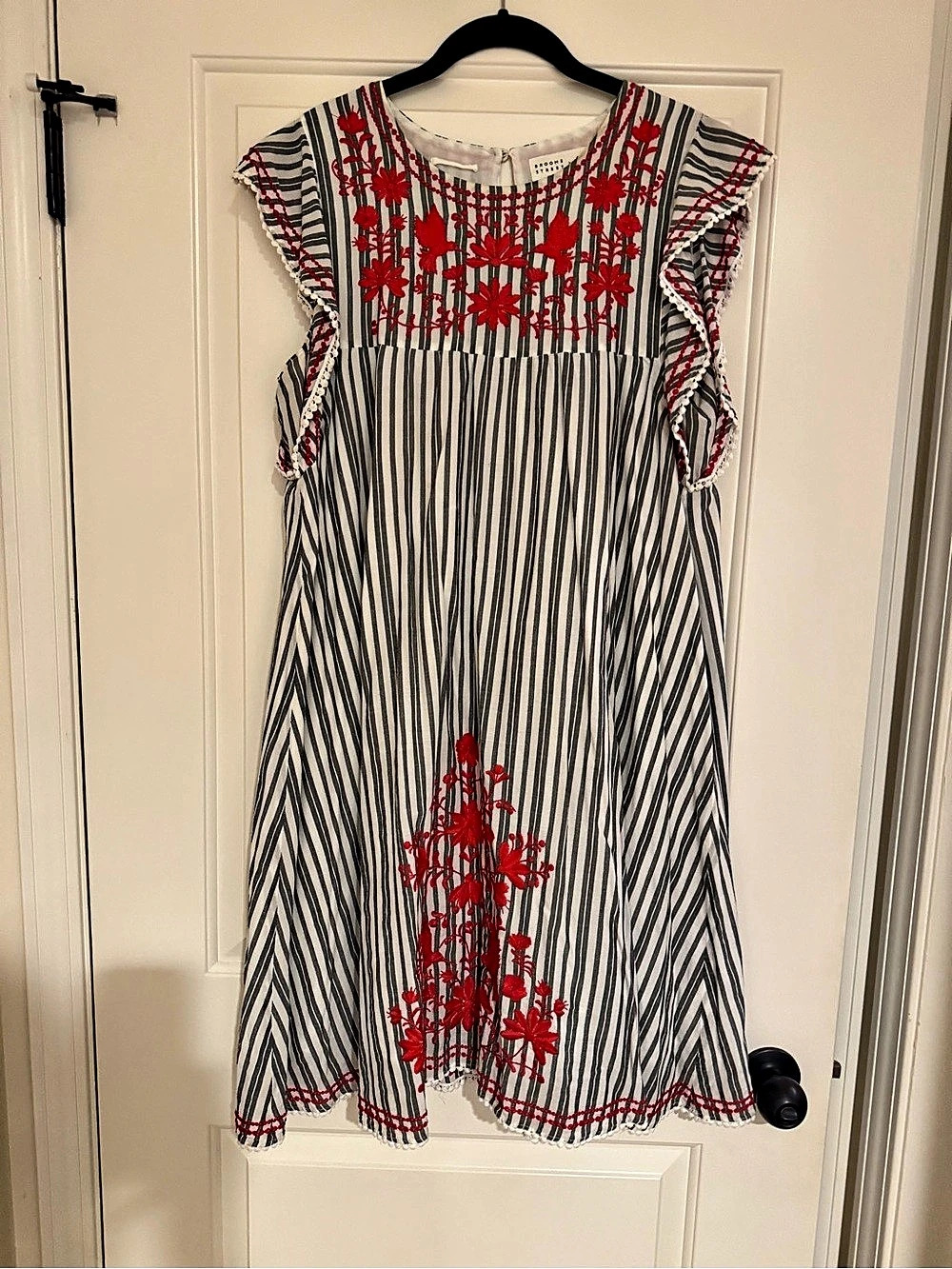 Kate Spade New York Broome Street Striped Floral Embroidered Dress Embroidered